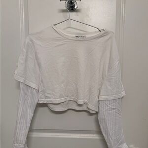Zara White Layered Crop Top